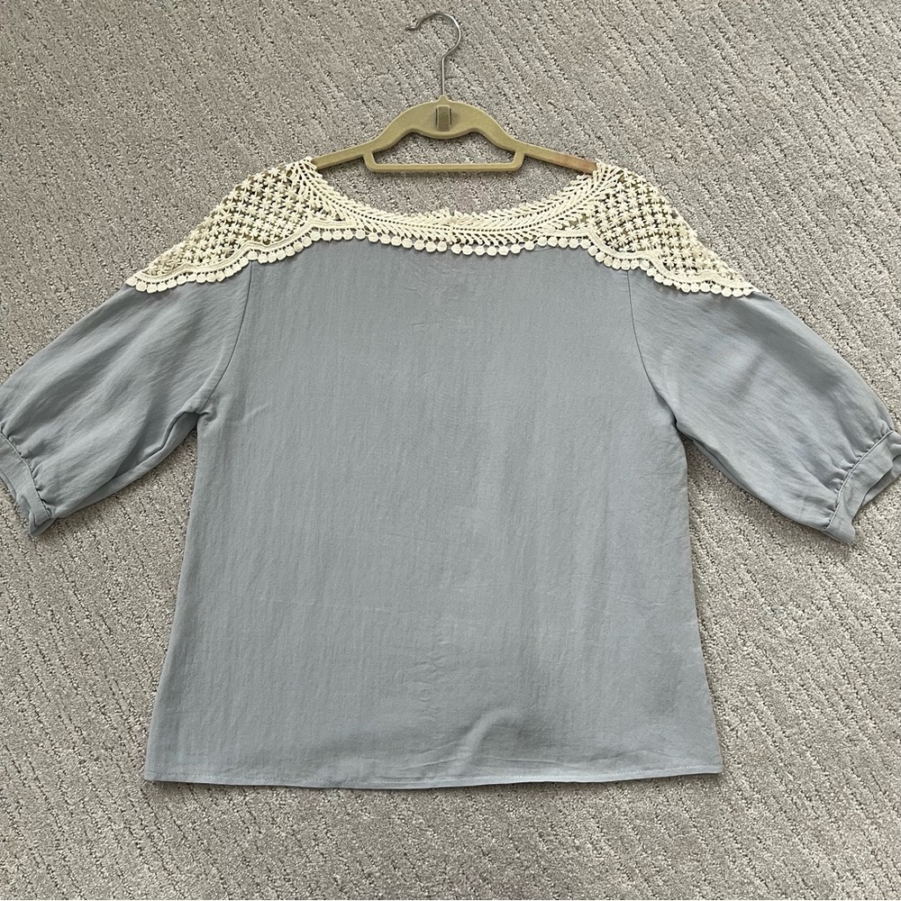 Blue Mid Sleeve Blouse